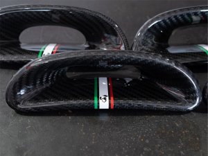 FIAT 500 ABARTH Headrest Inserts - Carbon Fiber (4pc set) - Italian Racing Stripe w/ Black Scorpion FIAT 500 ABARTH Headrest Inserts - Carbon Fiber (4pc set) - Italian Racing Stripe w/ Black Scorpion